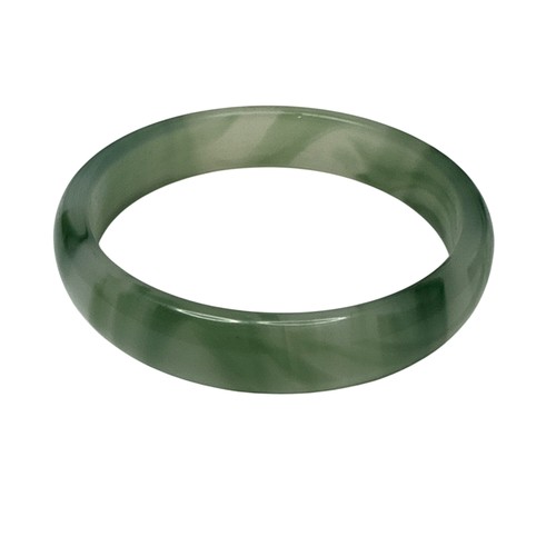 Natural Green Jadeite Bangle Bracelet Polished Round Gemstone Jewelry