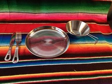 Assiette à vaisselle bol fourchette couteau acier inoxydable pic 1 Colman lot de 4