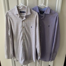 2 Polo Ralph Lauren Mens Pony Logo Plaid Long Sleeve Button Up Shirts Sz Large