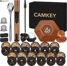 23Pcs Whiskey Smoker Kit with Torch 12 Wood Chips Cocktail Smoker Infuser Kit US