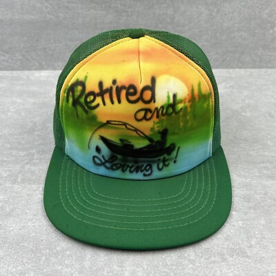 RETIRED AND LOVING IT Trucker Hat Ball Cap Adjustable SNAPBACK Mesh Back Foam