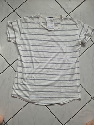 T-Shirt von Marie Lund neu mit Etikett weiß grau gestreift Gr. M 
