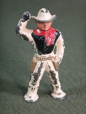 VINTAGE cast metal lead TOY BARCLAY COWBOY pod foot