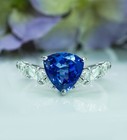 Vintage Trillion Gem Tanzanite Marquise Diamond Platinum Chevron Ring Estate