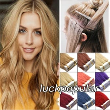 Tape in Human Hair Extensions Invisible Seamless Skin Weft Premium Real RemyHair