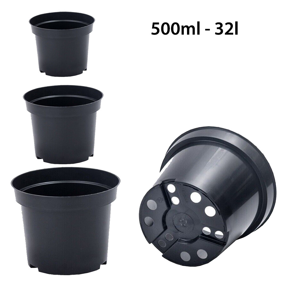 Black Plastic Plant Pot Flower Pots 0.5 1 2 3 4 5 7.5 10 12 15 25 32 45 60 Litre