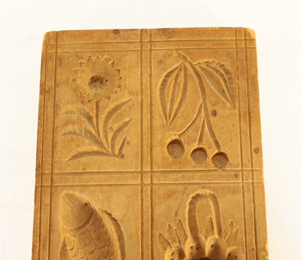 = 19th/20th C. Chocolate Candy Cookie Mold Carved Wood w. 6 Square Patterns - Image 2 of 4