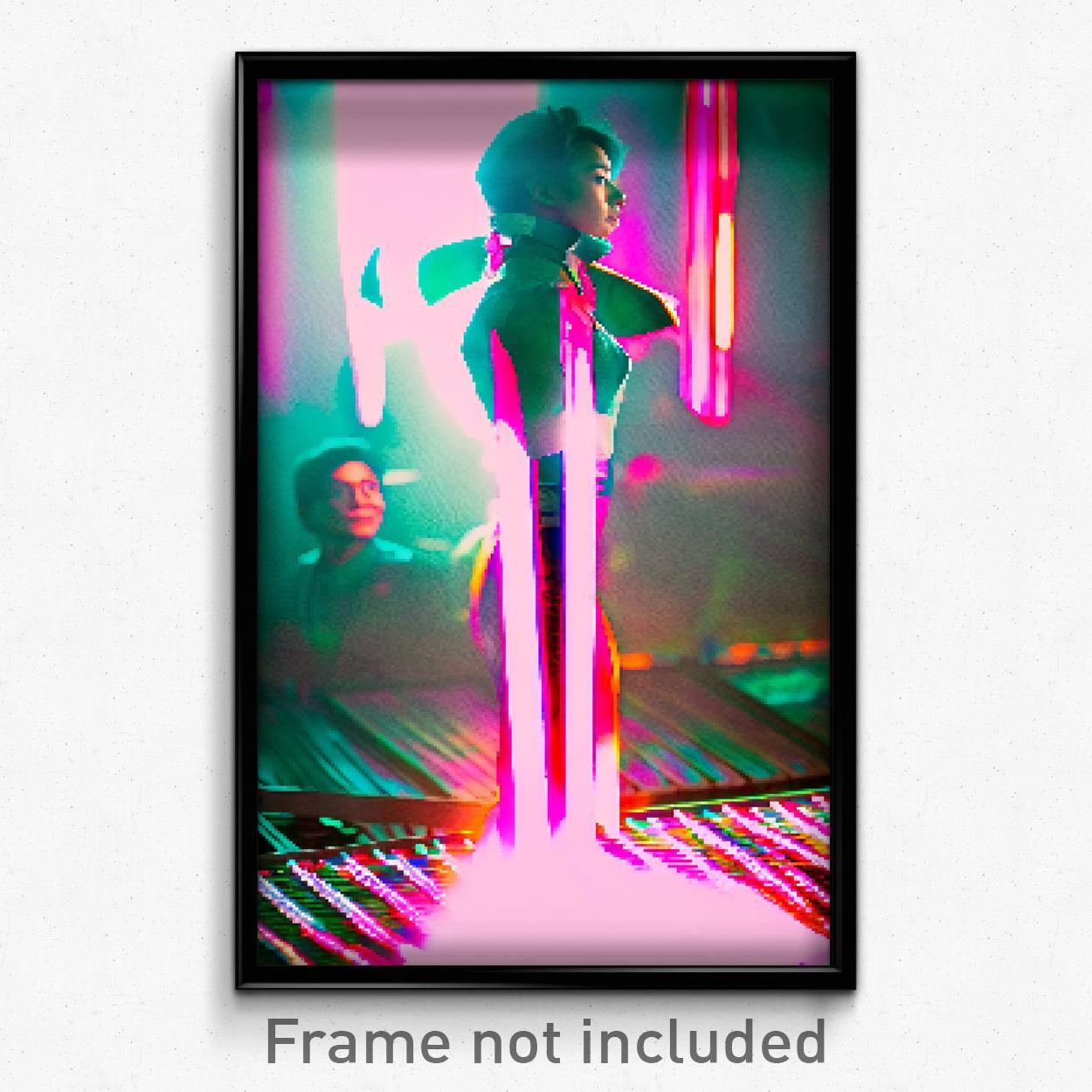 8 Bit Psychedelic Space Pixel Art Poster - Trippy Video Game Print