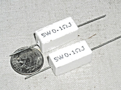 2 NEW .1 OHM 5W 5 W WATT POWER SUPPLY CURRENT SENSE RESISTOR LOAD WIREWOUND USA