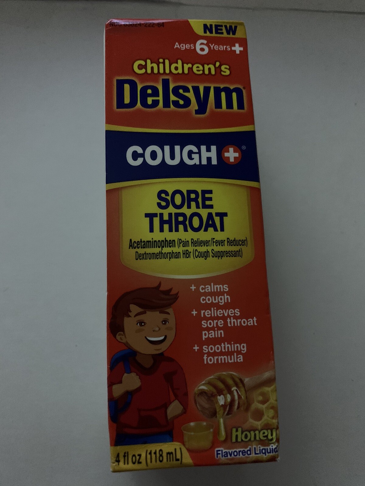 Children's Delsym Cough Sore Throat Liquid Honey Flavor 4oz for sale ...
