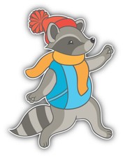 Cartoon Winter Raccoon Car Bumper Sticker Decal - ''SIZES''
