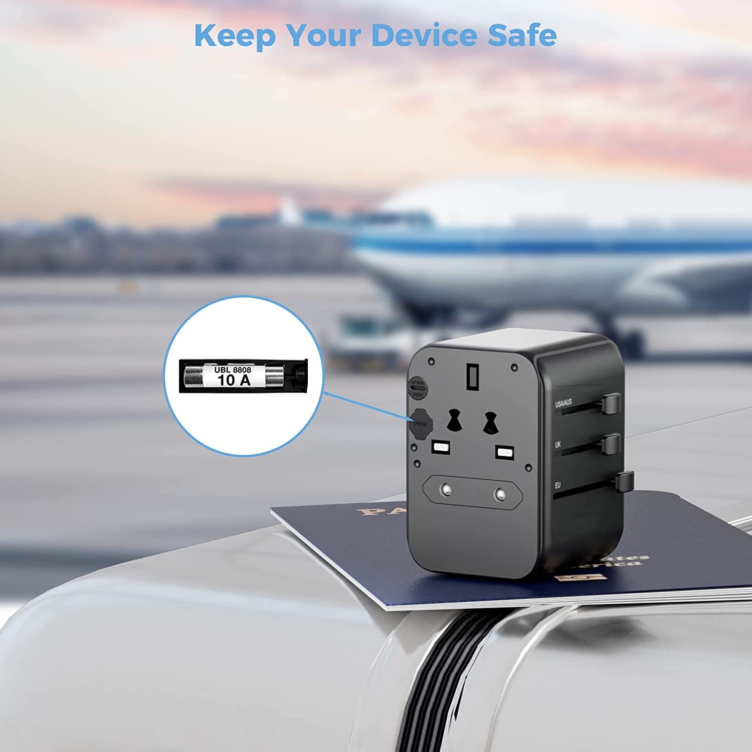 Reiseadapter Weltweit, Universal Reisestecker Mit 1USB-A, 1USB -C Und 1AC Steckdose,USB C PD 30W