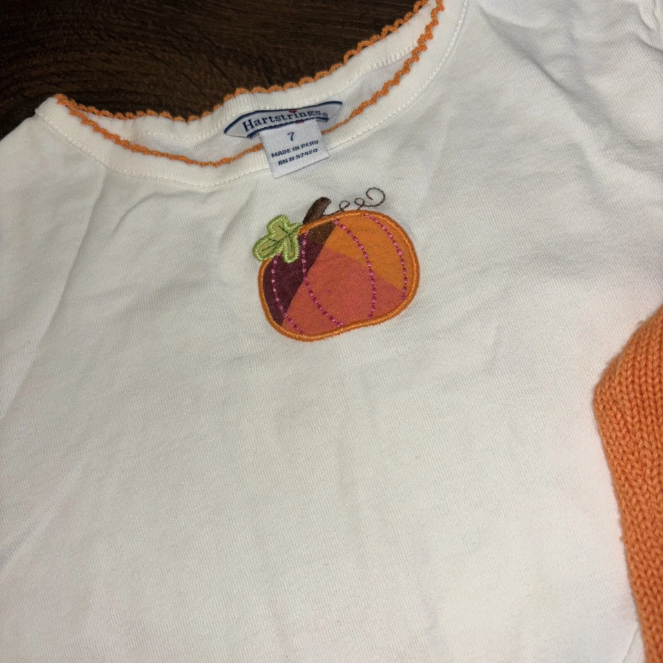 Hartstrings девочек свитер рубашка юбка 3шт комплект осени урожая тыквы ферма 7 - Изображение 3 из 4