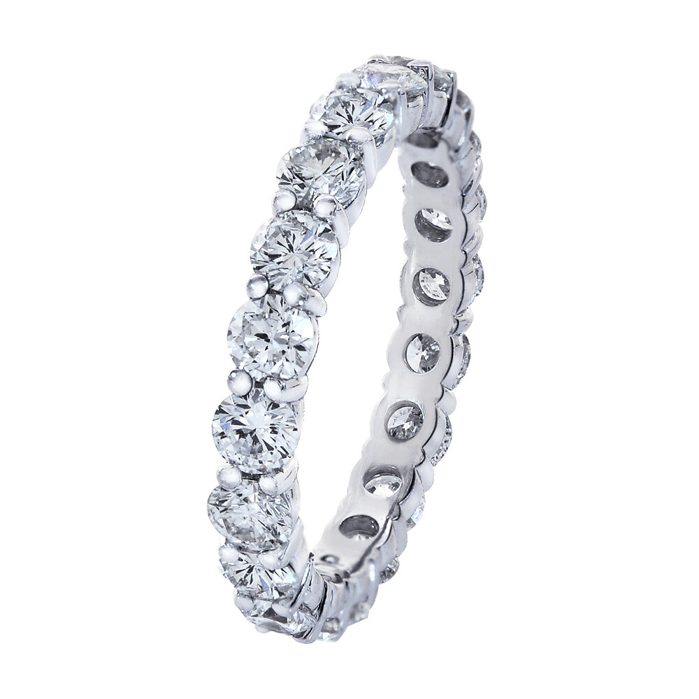 14K White Gold 2.25 Carat Round Cut Diamond Eternity Ring Women's ...