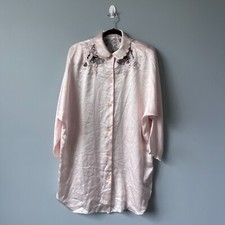 Linda Vintage Pink Satin Lace Cutout Nightshirt Sleepwear LP42612 Womens P/S