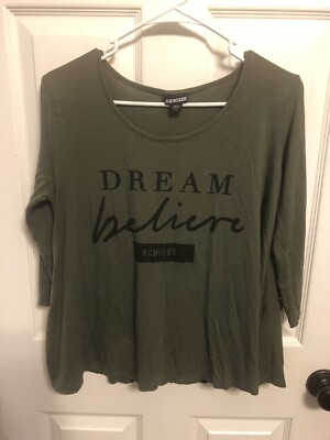 Joe Boxer Women's Size S Green Dream Believe Achieve Casual T-shirt Top