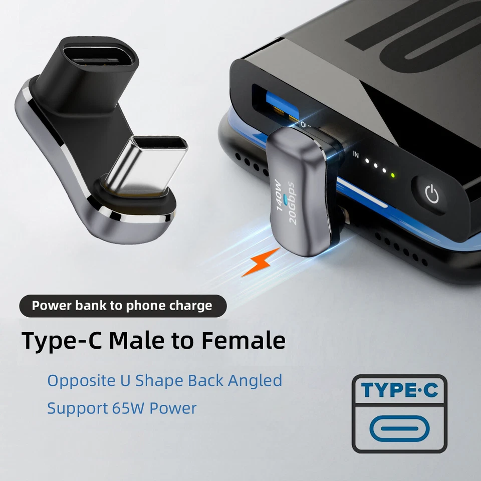 CY 1SET USB 3.0 Male to Female OTG Connector Type C Angled Power Data Adapter - Image 2 of 4