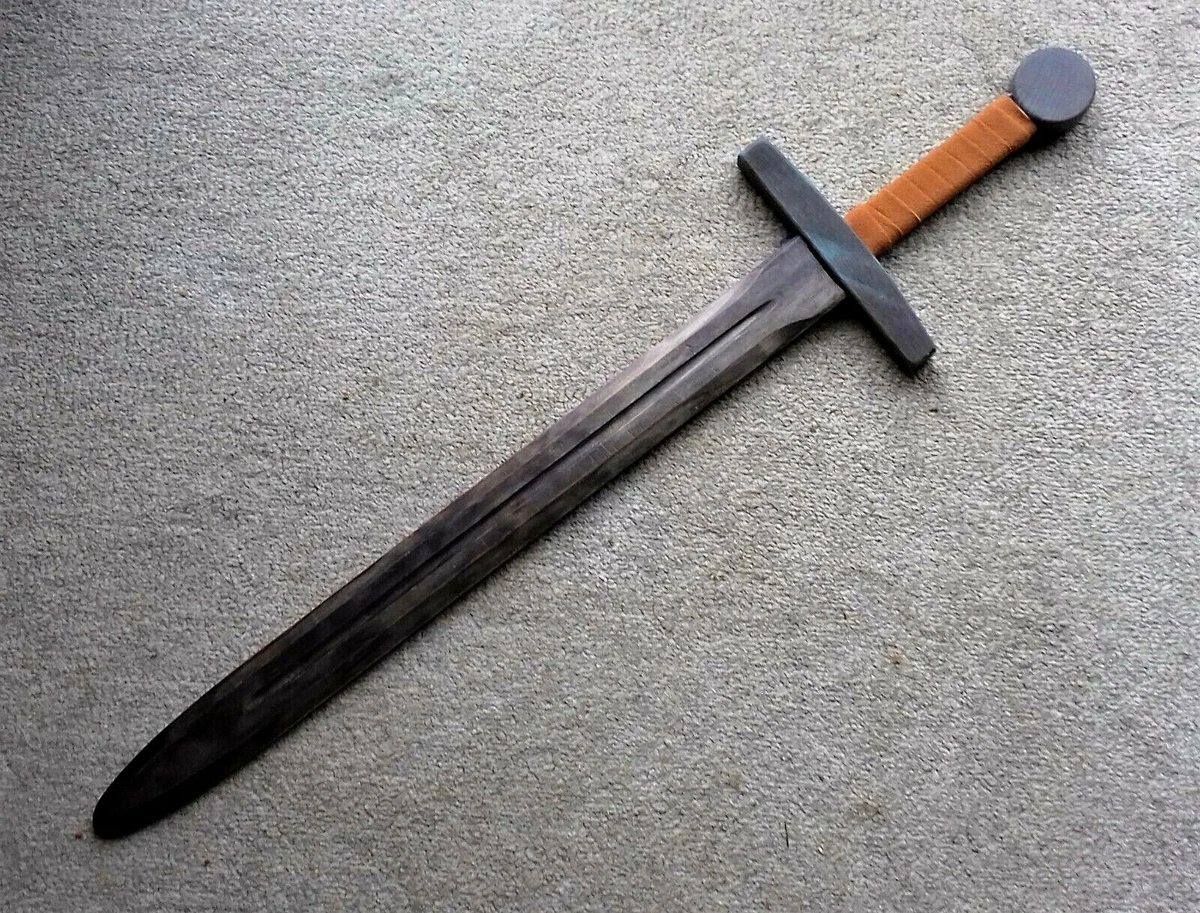 Black Knight Wooden Sword with faux leather bound handle. LARPTheatreToy  | eBay