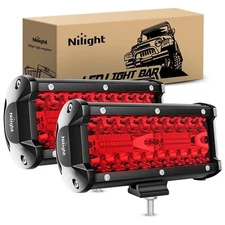 Nilight 6.5" LED Light Pod Red Triple Row 2PCS 120W Flood Spot Combo Lights