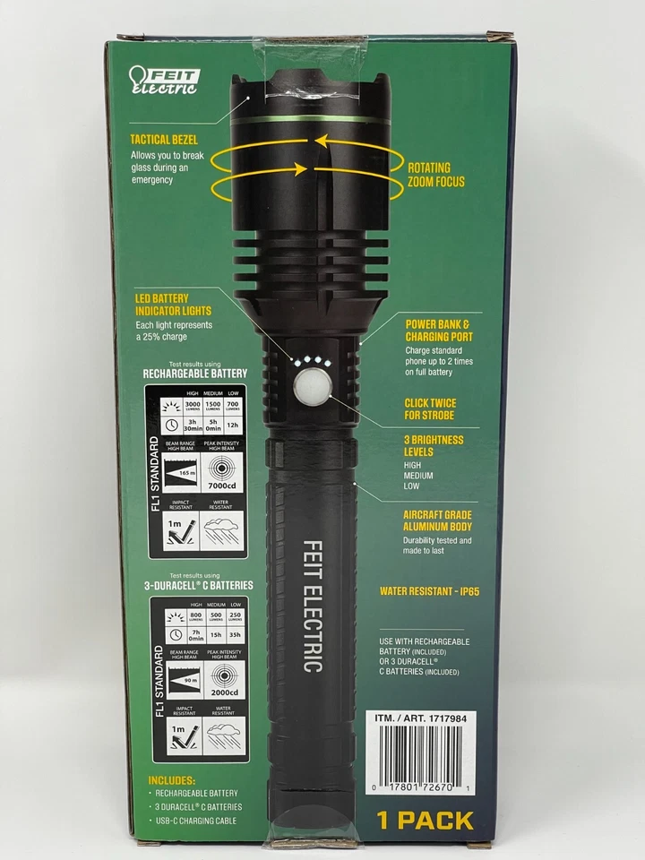 Feit Electric 3,000 Lumen LED Flash Light with Rechargeable Batteries Power Bank - Image 3 of 4