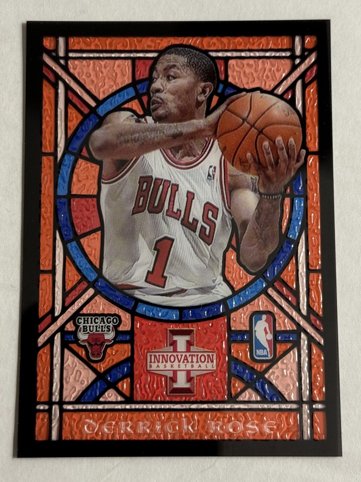 2012 INNOVATION DERRICK ROSE STAINED GLASS RED PARALLEL CHICAGO BULLS #14
