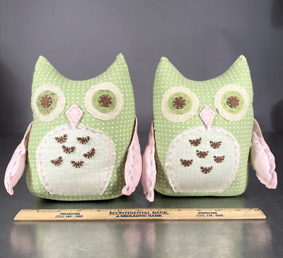 Pottery Barn Kids OWLS Bookends Pastel Weighted Spring Shelf Sitters Easter PBK