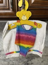 Build-A-Bear Colorful Glitter Stripes 1-Piece Swimsuit  Towel Set for Teddy NEW