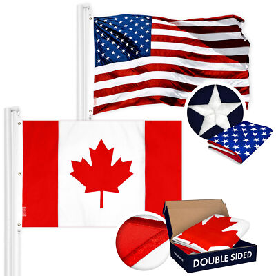 G128 Combo Pack: USA Flag Single Sided & Canadian Flag Double Sided 5x8 Ft