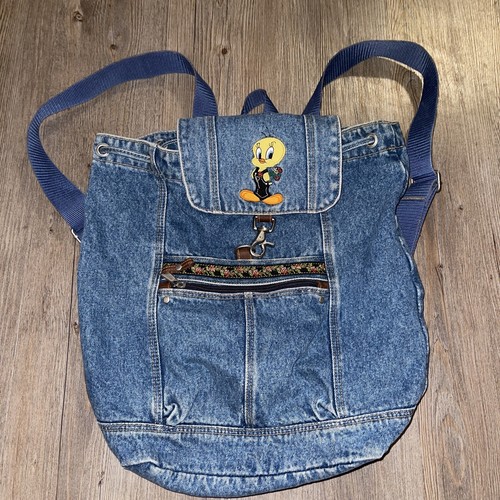 Vintage Tweety Bird Denim Backpack 
