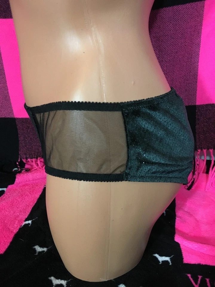 Victoria's Secret сексуальный блестящий черный бархат и сетки хипхаггер трусики средний M новый с Ярлыками - Изображение 3 из 4