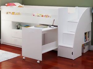 kids white cabin bed