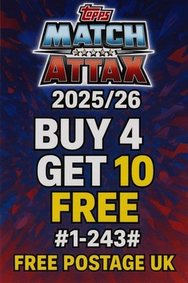 MATCH ATTAX 2025/26 BUY 4 GET 10 FREE TRADING CARDS #1-243# CRISTIANO RONALDO