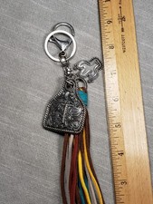 Southwest Cow Ear Tag Intial T Cactus Keychain Souvenir Key chain C36