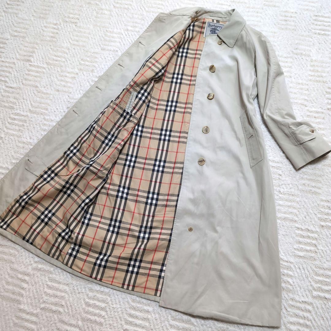 Burberry ivory trench coat with Nova check lining Vintage rare Men's From Japan thumbnail 13