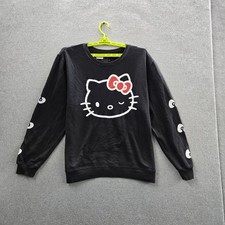 Hello Kitty By Sanrio Women Sweatshirt XL Black Graphic Fleece
