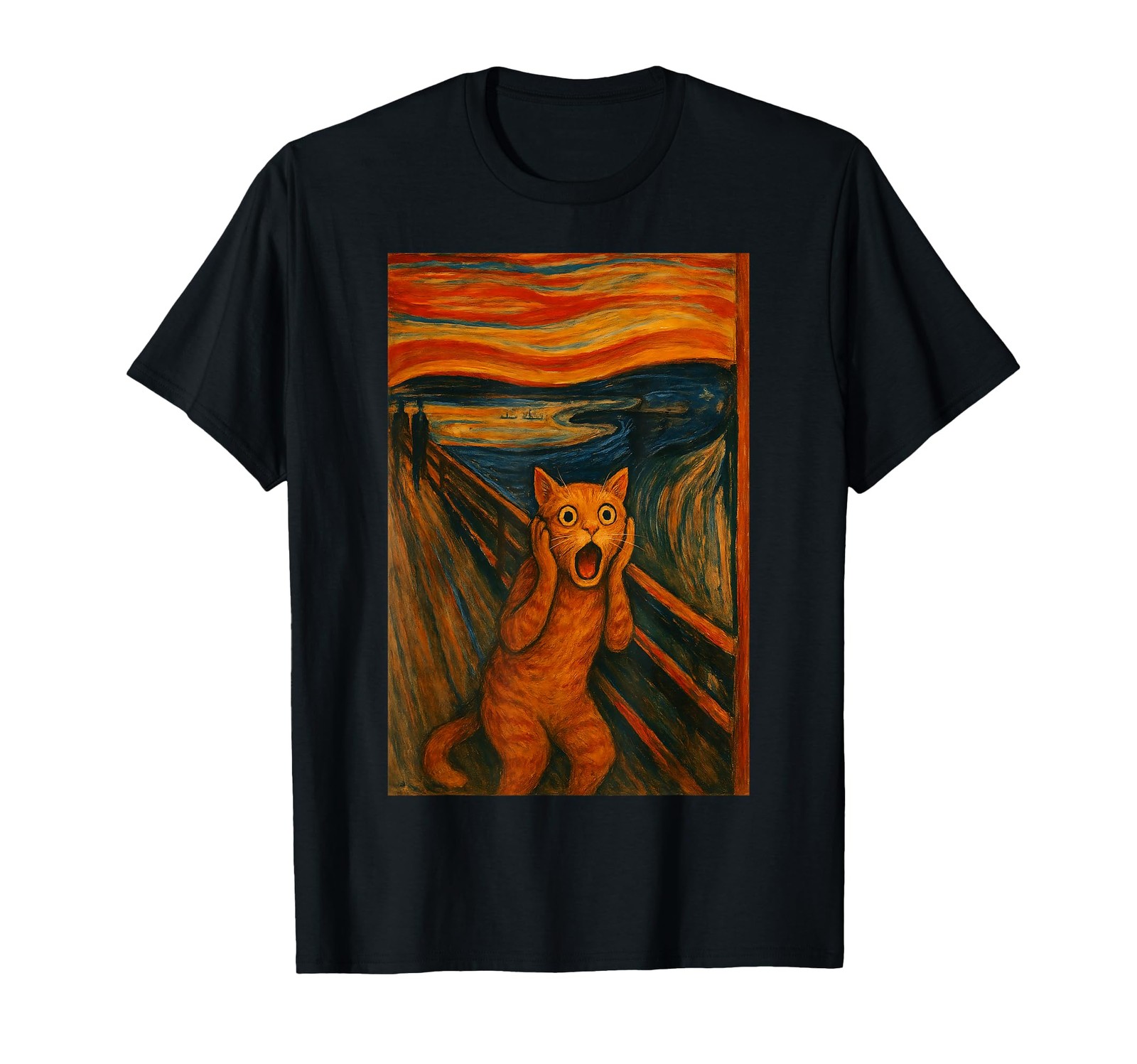 Funny Cat Scream Art Parody Graphic T-Shirt