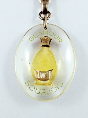 SCHLÜSSELANHÄNGER - Bourbon - PARFUMS BOURJOIS - GLAMOUR - Bulle MOBILE Vintage 60er Jahre -