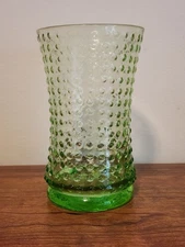 Colonial Hobnail Greenby Gibson Iced Tea Glass Drinkware Vintage Mild Glow 