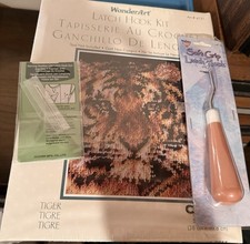 WonderArt Tiger Latch Hook Kit With Tool And Needle New
