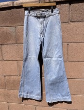 VINTAGE BELTED BELL BOTTOM JEANS LIGHT WASH 30 X31