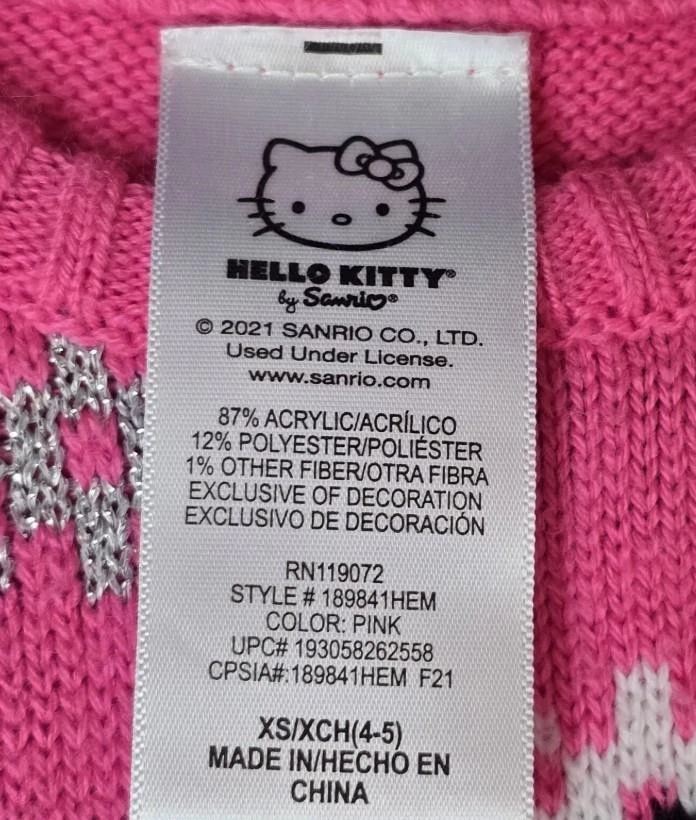 Niñas Talla XS (4/5) Rosa HELLO KITTY Hasta la Rodilla Ligero Suéter Vestido Foto 3 de 4