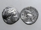 HISTIAIA EUBOIA SILVER TETROBOL______"Rich in Wine"______NYMPH SEATED ON GALLEY — photo 1