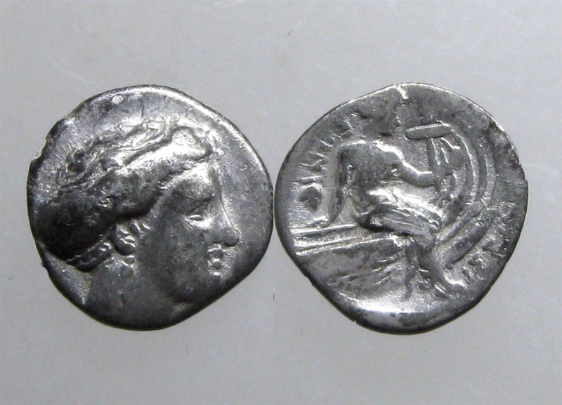 HISTIAIA EUBOIA SILVER TETROBOL______"Rich in Wine"______NYMPH SEATED ON GALLEY