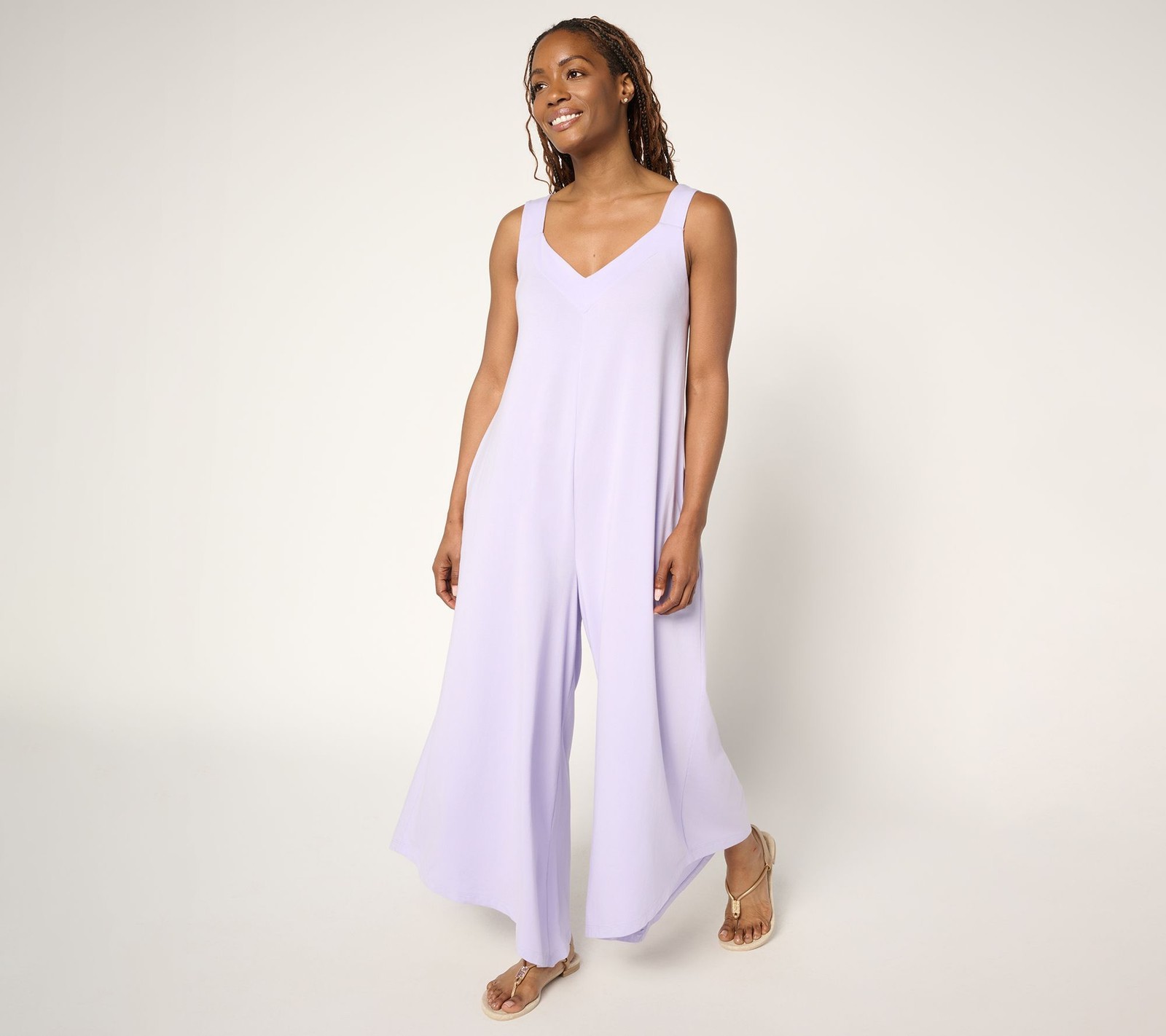 Anybody Women's Petite Dress PM Cozy Knit Jersey Jumpsuit Purple A692869