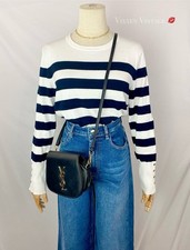 NAUTICA STRIPED CREWNECK JUMPER SWEATER IN BRIGHT WHITE/SKY CAPTAIN MSRP 60