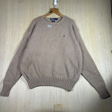 Vintage Polo Ralph Lauren Sweater Mens XL Tan 90s Cotton Crewneck Pony Logo