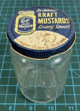 Vintage Kraft Mustards Glass Jar with Original Lid Advertising 7554 Embossed
