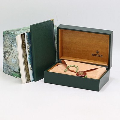 Rolex Uhrenbox Gehäuse Grün Leder Holz Tag Booklet 68.00.2 Authentisch