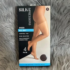 Silk Impressions Sheer Control Top Women Size Small Coffee Bean High Waisted