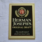 Vintage Herman Joseph's Draft Beer Mirrored Bar Sign, Coors Brewing 1987